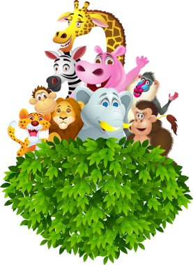 Animal cartoon with blank sign clipart