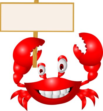 Crab With Blank Sign clipart