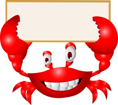 Crab With Blank Sign clipart