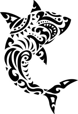 Shark tribal tattoo clipart