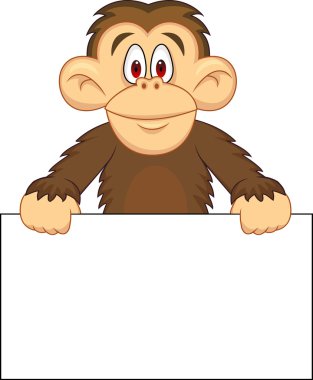 Monkey cartoon with blank sign clipart