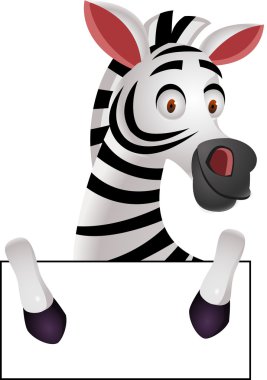 Zebra cartoon with bank sign clipart