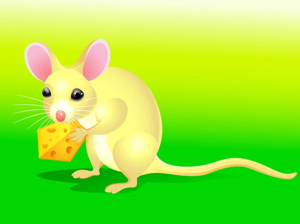 Rato dos desenhos animados com queijo —  Vetores de Stock