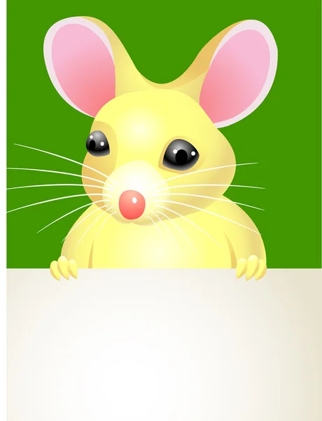 Eine Cartoon-Maus mit einem leeren Schild. — Stockvektor
