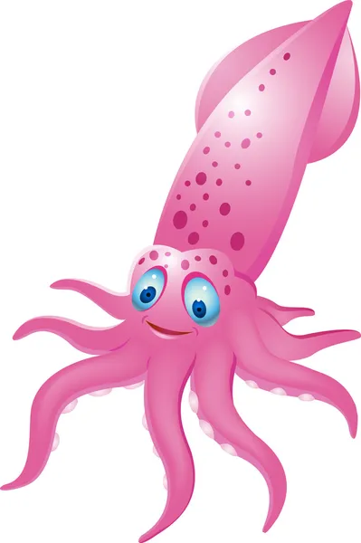 Divertente cartone animato calamari — Vettoriale Stock