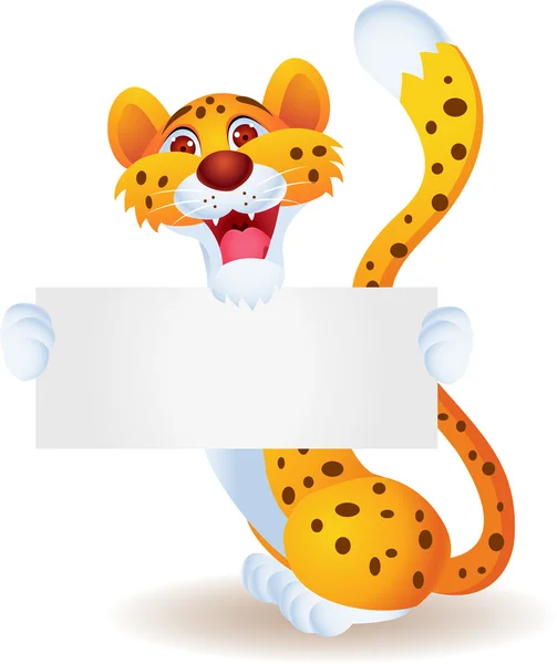 Cheetah cartoon met leeg teken — Stockvector