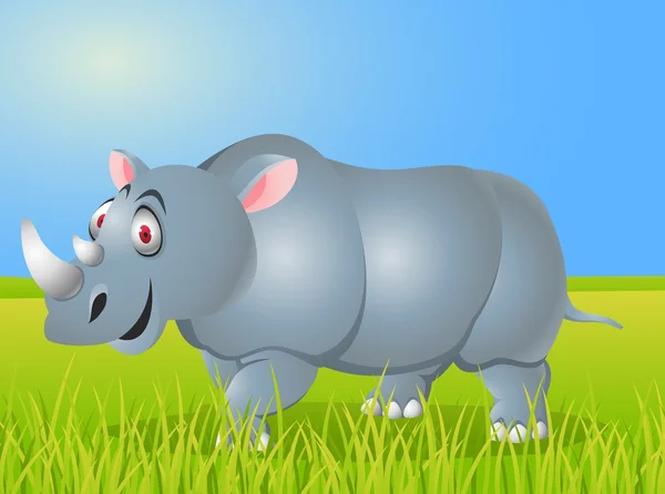 Desenhos animados em rinoceronte — Vetor de Stock