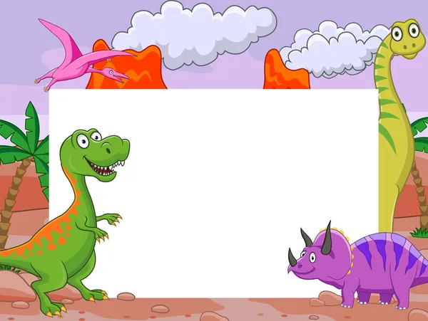 Dinosaur met leeg teken — Stockvector