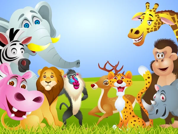 Animale gruppo cartoni animati — Vettoriale Stock