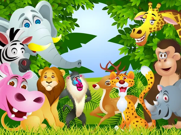 Grupo de dibujos animados de animales — Vector de stock