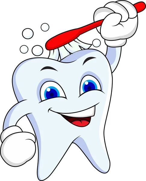 Zahn mit Zahnbürste — Stockvektor