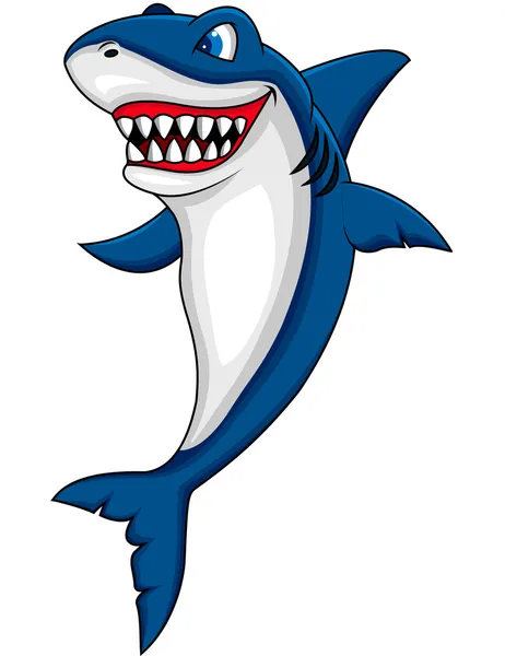Desenhos animados de tubarão feliz — Vetor de Stock