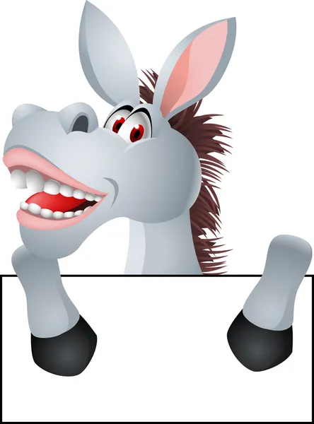 Esel-Cartoon mit leerem Schild — Stockvektor