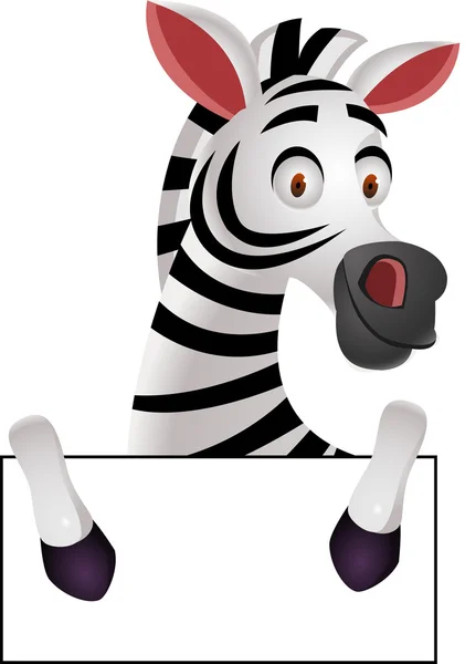 Zebra cartoon met bank teken — Stockvector