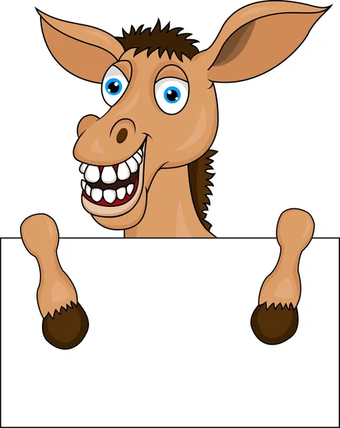 Esel-Cartoon mit leerem Schild — Stockvektor