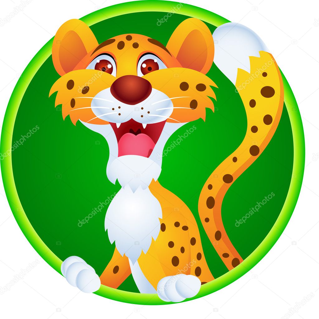 Cheetah cartoon with blank sign Stock Vector Image by ©idesign2000 #10351082