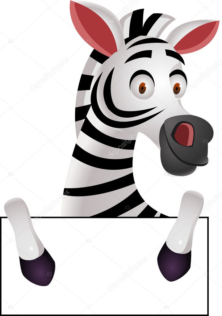 Zebra cartoon with bank sign