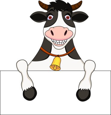 Cow cartoon With Blank Sign clipart