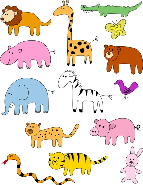 动物涂鸦 — 图库矢量图片