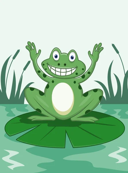 재미 있는 개구리 만화 — 스톡 벡터