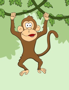 Monkey Cartoon hanging clipart