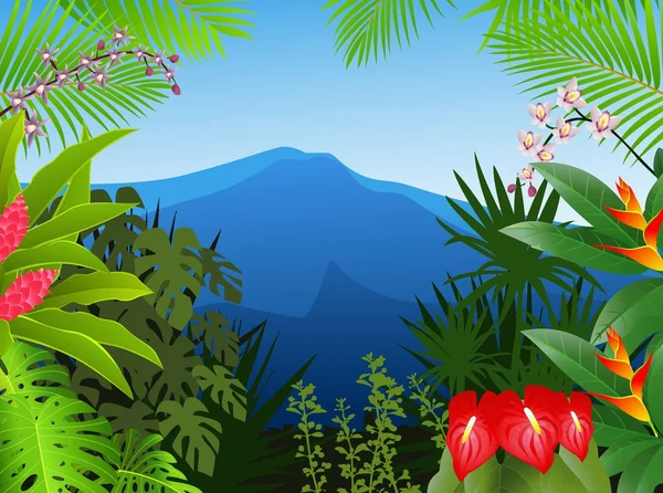 热带树叶背景 — 图库矢量图片