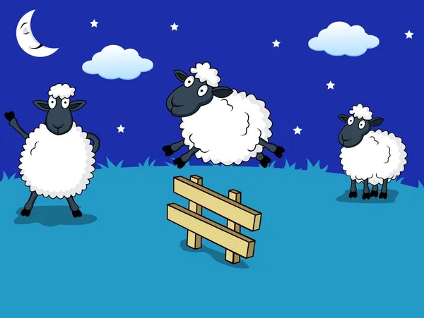 Contagem de ovelhas — Vetor de Stock