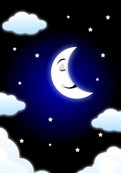 Moon cartoon sleeping — Stock Vector