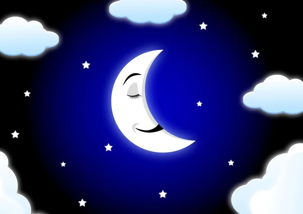 Місяць мультфільм спить — стоковий вектор