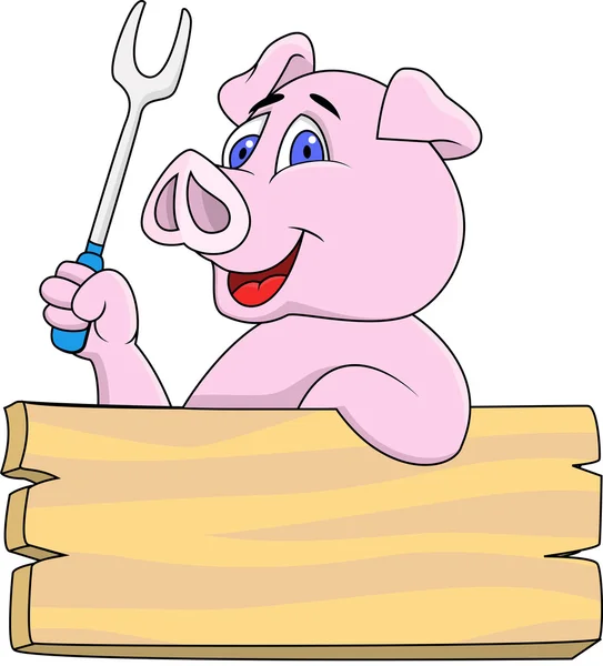Porco Chef desenhos animados — Vetor de Stock