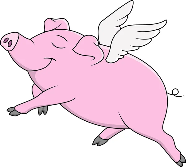 Cerdo volando dibujos animados — Vector de stock
