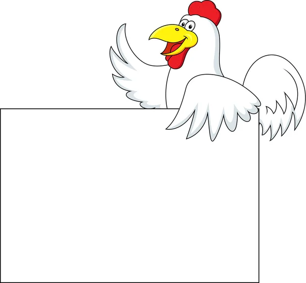 Carton de coq avec panneau blanc — Image vectorielle