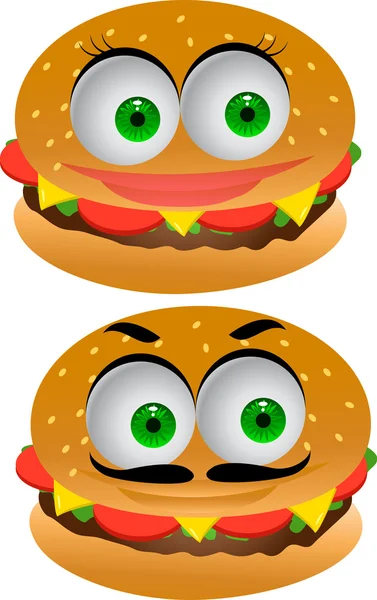 Burger-Comicfigur — Stockvektor