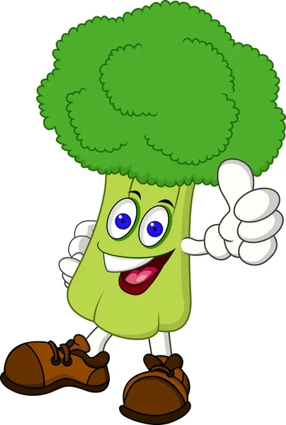 Personaje de dibujos animados de brócoli — Vector de stock