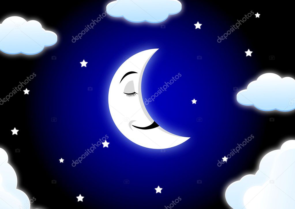 Moon cartoon sleeping