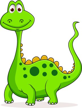 sevimli yeşil dinozor karikatür