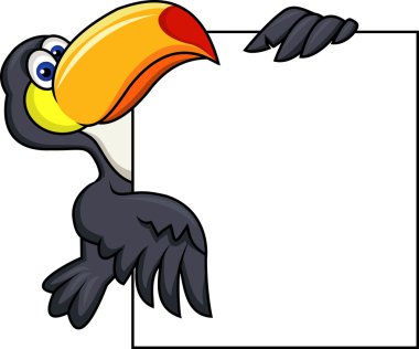 Toucan bird with blank sign clipart