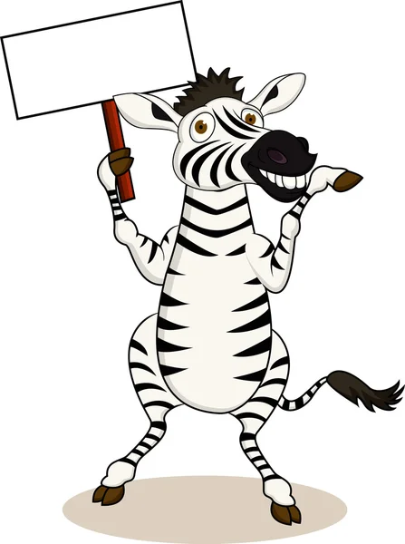 Zebra-Cartoon mit leerem Schild — Stockvektor