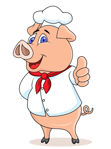 Chef cerdo de dibujos animados — Vector de stock