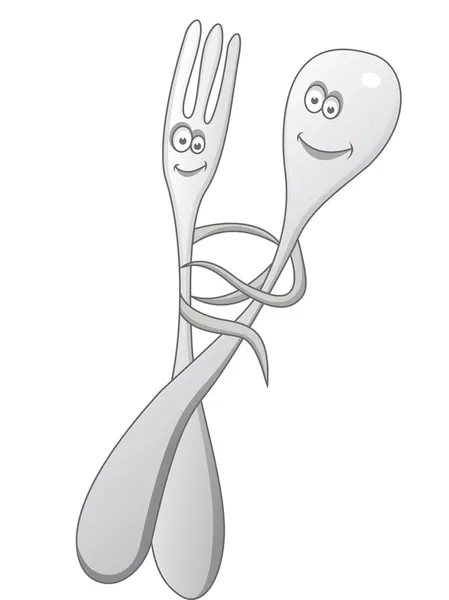 stock vector Spoon and fork cartoon