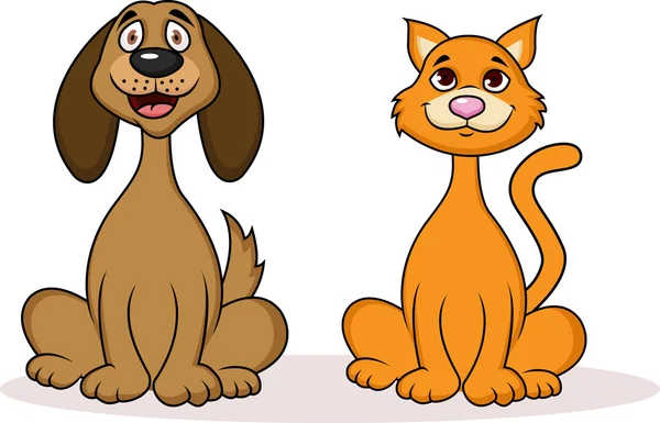 Kreslená kočka & pes — Stockový vektor