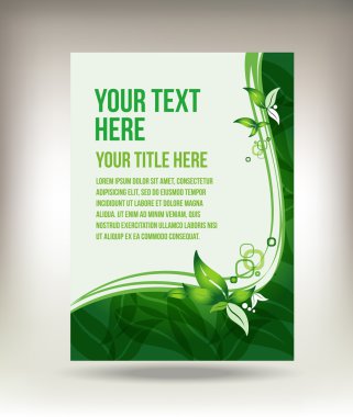 Eco green leaf flyer design clipart