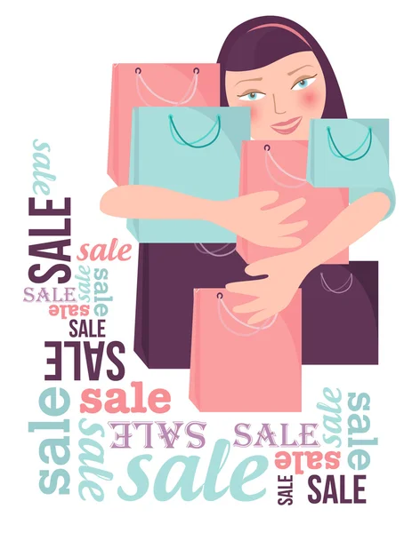 Shopping vendita donna — Vettoriale Stock