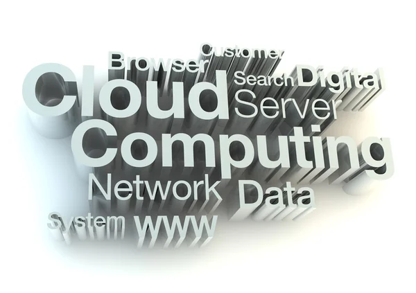 Cloud computingu stříbrná písmena — Stock fotografie