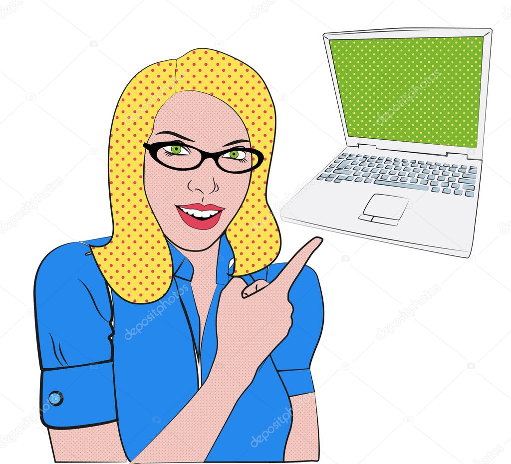 Blond female with laptop