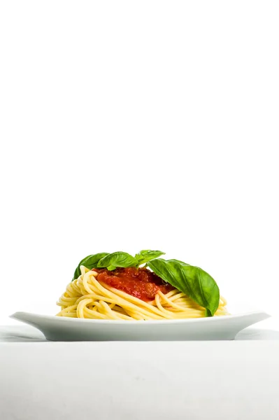 Spaghetti met tomatensaus Stockfoto