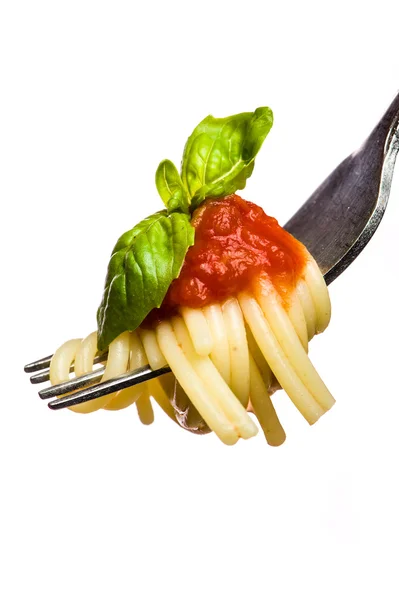 Vork met spaghetti Stockafbeelding