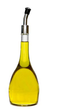 Gourmet cristal and pure olive oil in bottle clipart