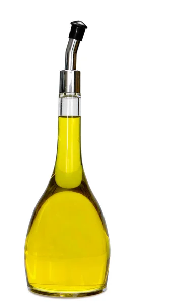 Gourmetrestaurangen cristal och ren olivolja i flaska — Stockfoto