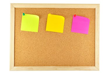 Sticky note pinned on cork notice board clipart